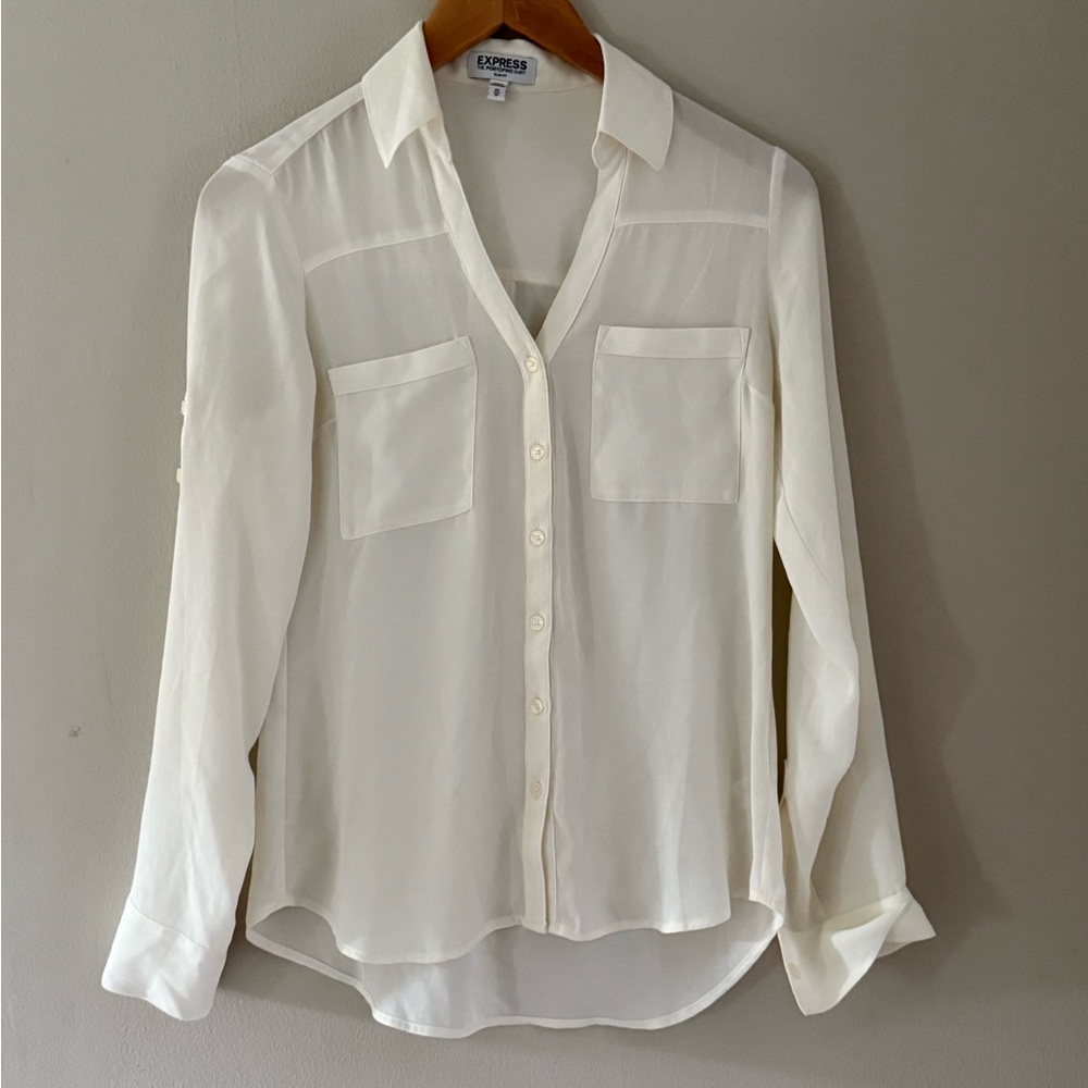 Express Women's Cream Button-Down Shirt